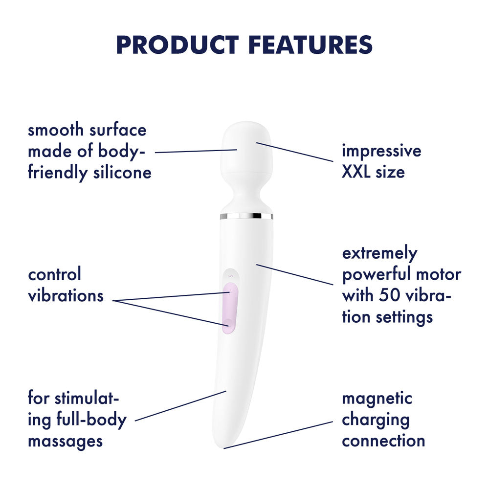 Satisfyer Wand-er Woman Rechargeable Massage Wand – White Massage Wand Secondary image