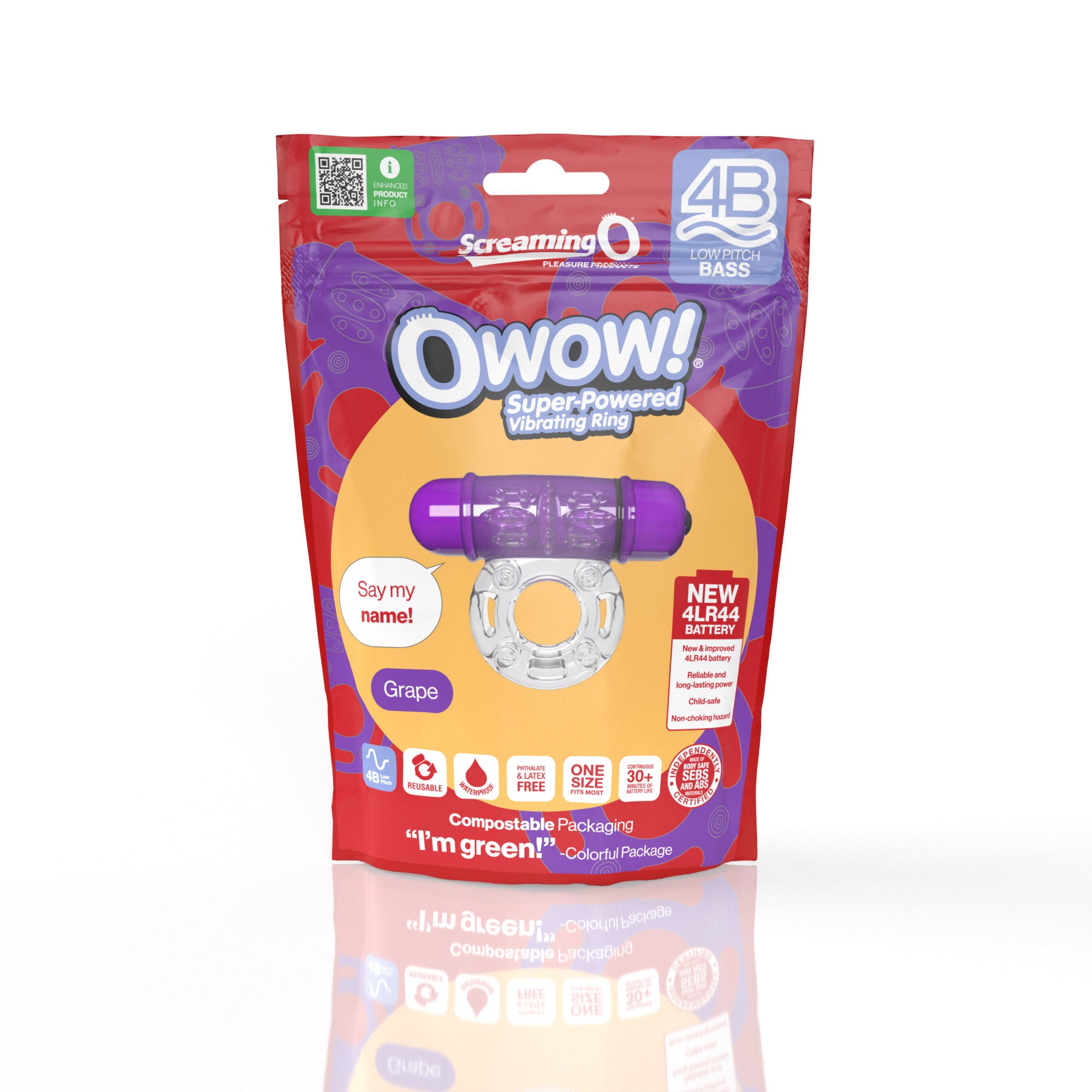 Owow 4B Low Pitch Bass (Grape) > Cock Ring > Vibrating
