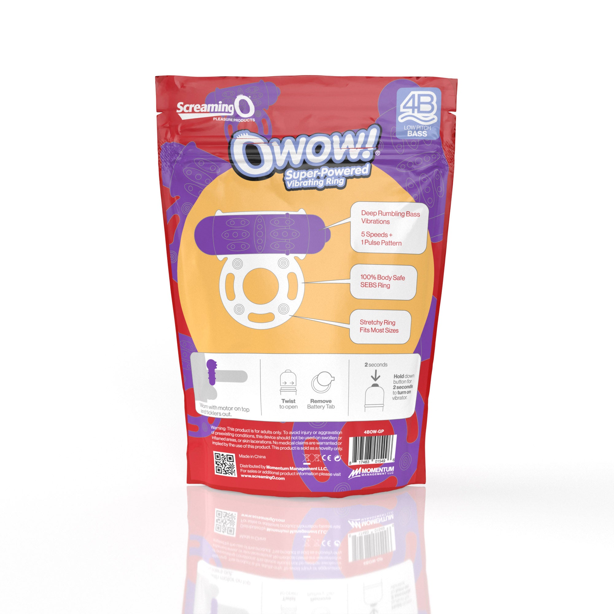 Owow 4B Low Pitch Bass (Grape) > Cock Ring > Vibrating