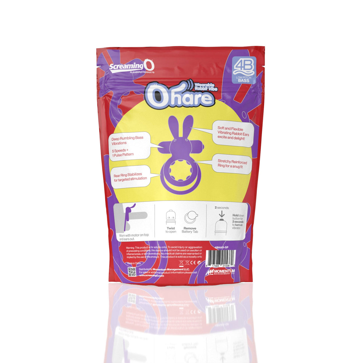 Screaming O 4B Ohare Low Pitch Bass Double Ring Rabbit Vibrator Grape > Sex Toys > Couples Toys