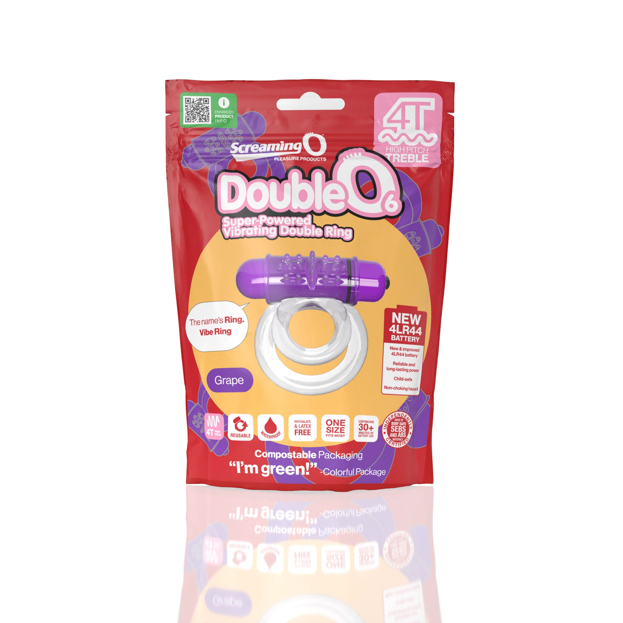 Double O 6 4T High Pitch Treble (Grape) > Cock Ring > Vibrating