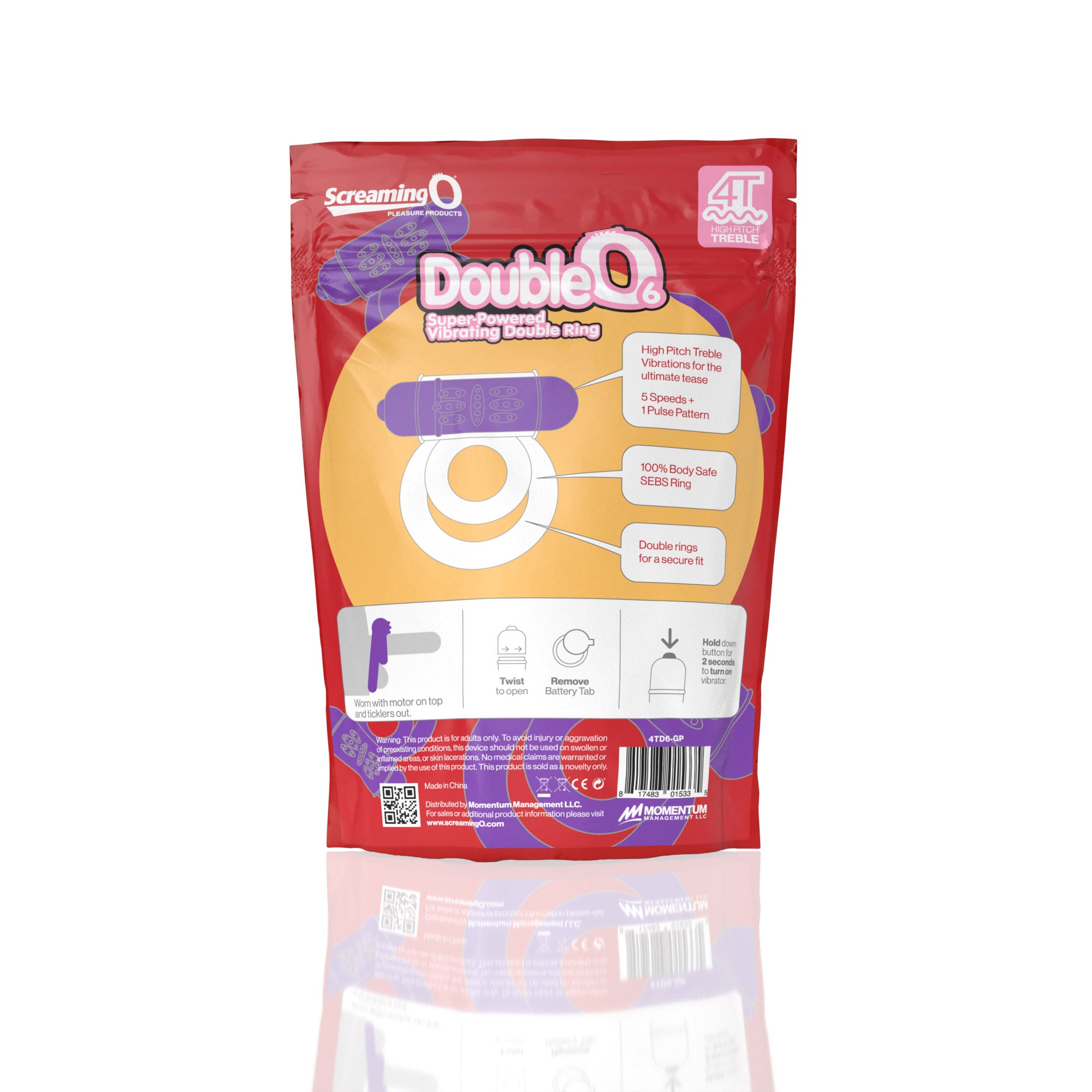 Double O 6 4T High Pitch Treble (Grape) > Cock Ring > Vibrating
