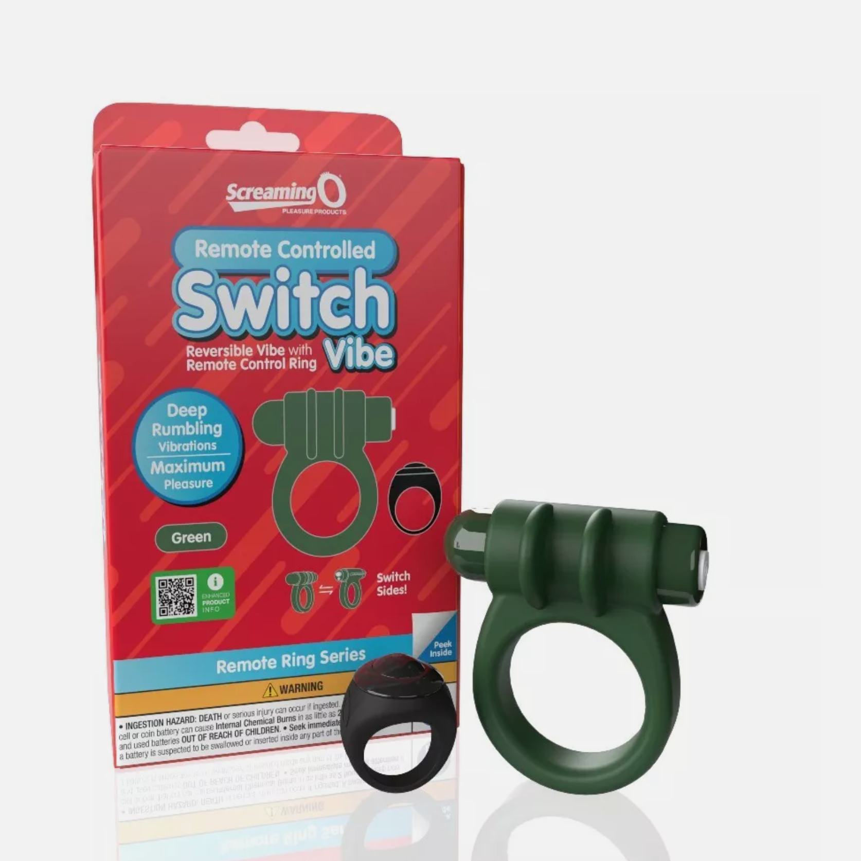 Remote Control Switch Vibe (Green) – Rechargeable Waterproof Double-Sided Vibrating Cock Ring Secondary image