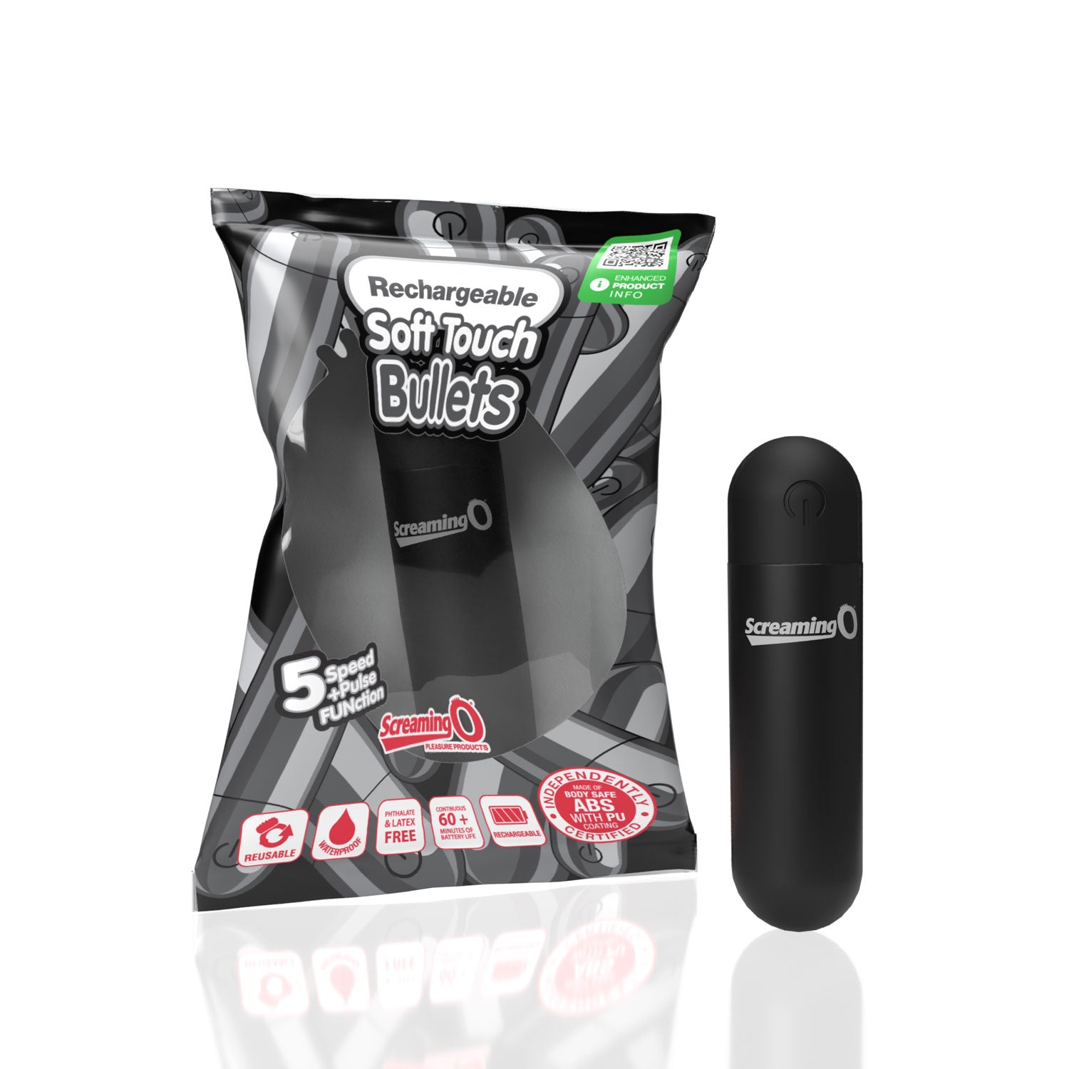 Rechargeable Soft Touch Bullet Vibrator (Black) – Waterproof Rechargeable 5-Speed Bullet Vibrator > Vibrators > Mini Vibrators