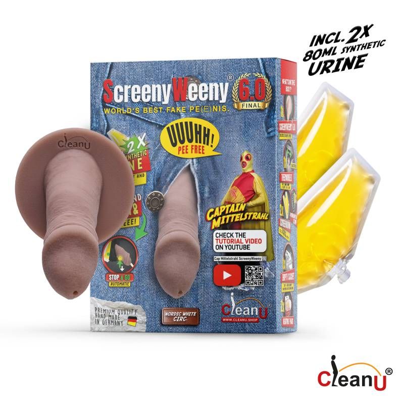 Screeny Weeny 6.0 Cut Nordic White Fake Penis with Accessories Drug Screening