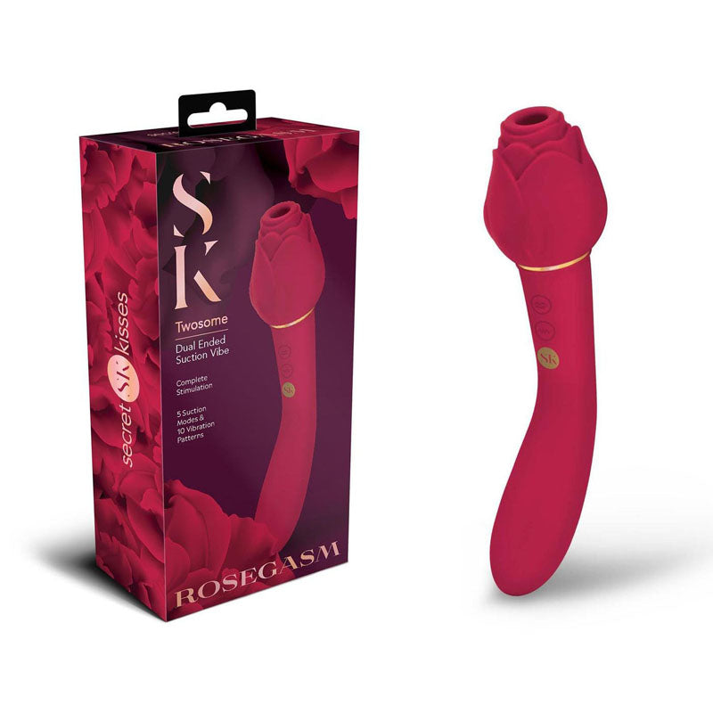 Secret Kisses Dual Rosegasm Twosome Dual-Ended Suction Vibrator Default Title Rose Stimulators