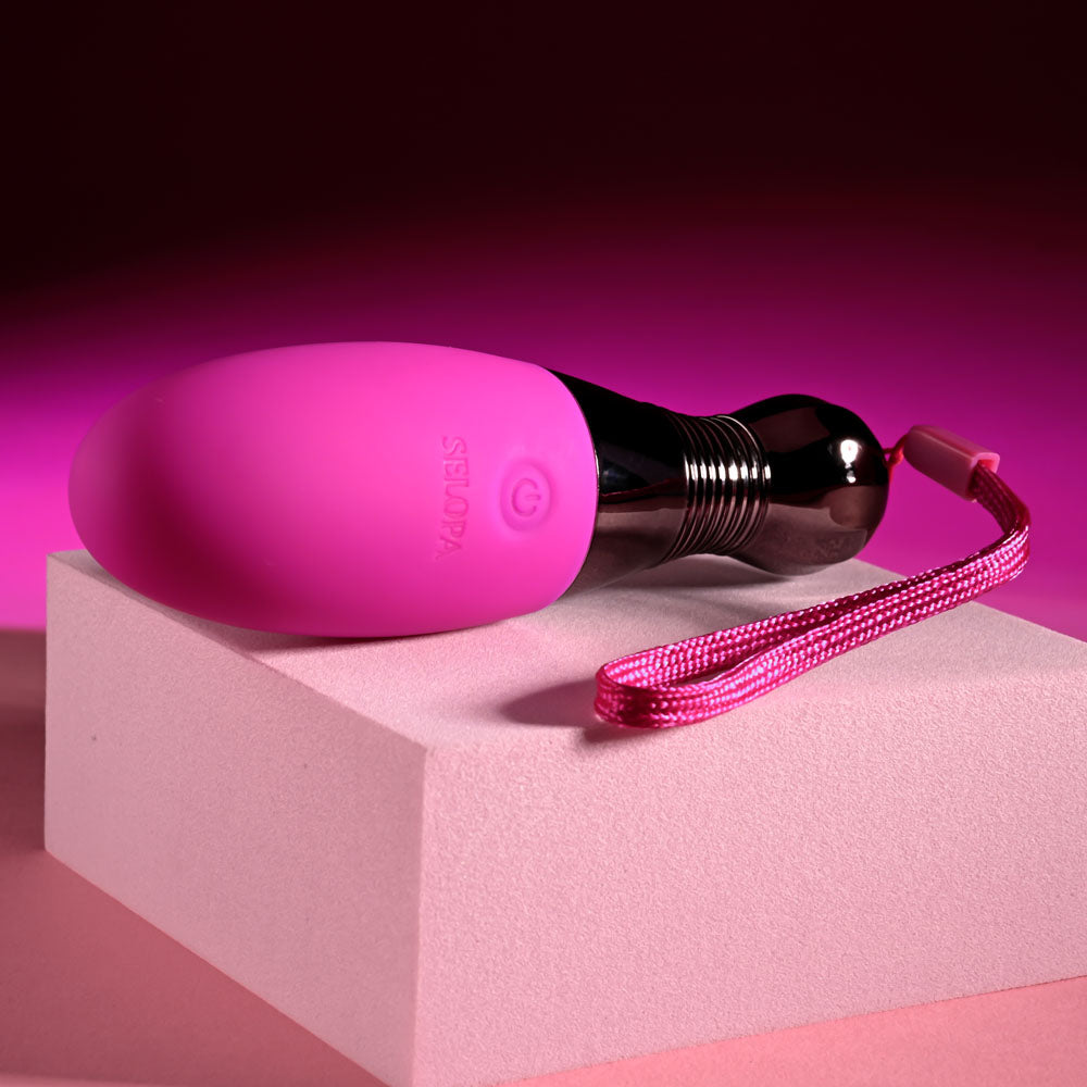 Selopa Vibrating Egg with Chrome Handle - Pink 11.9cm > Sex Toys For Ladies > Vibrating Eggs