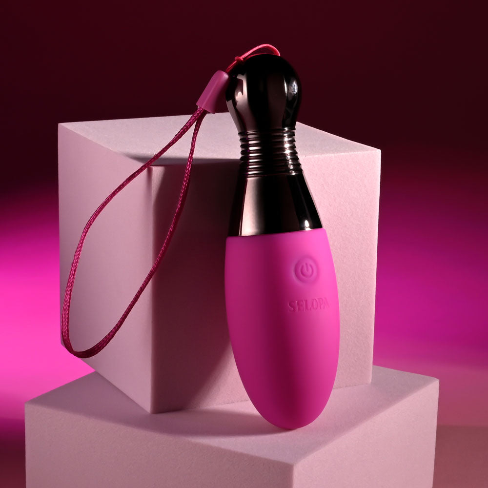 Selopa Vibrating Egg with Chrome Handle - Pink 11.9cm Secondary image