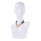 Sex & Mischief Cougar Day Collar Navy and Gold with Chain and Ring Size 38-43 cm > Bondage Gear > Collars & Leashes