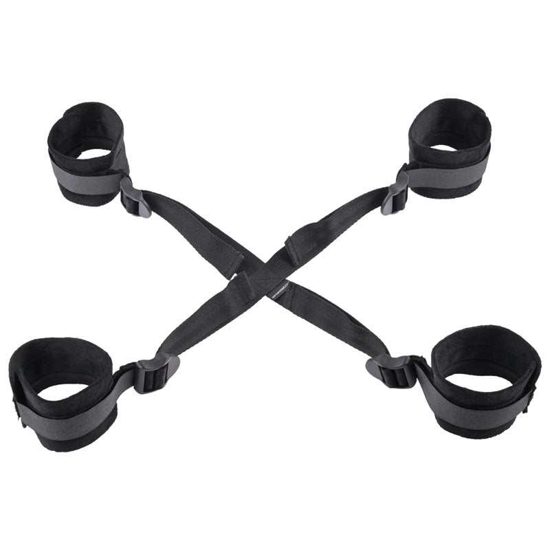 Sex & Mischief Hog Tie with Adjustable Cuffs - Black > Bondage Gear > Restraints