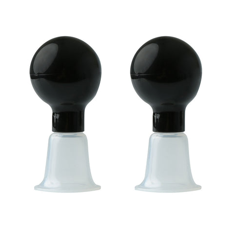 Sex & Mischief Nipple Suckers Set of Two with Black Suction Cups and Clear Nipple Clips Nipple Stimulators