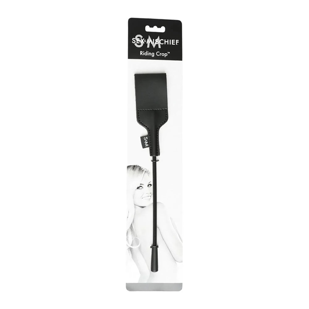 Sex & Mischief Riding Crop 12 Inch Vegan Leather Crop Black Whips & Paddles