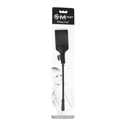 Sex & Mischief Riding Crop 12 Inch Vegan Leather Crop Black Whips & Paddles
