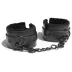Sex & Mischief Shadow Fur Handcuffs - Black Vegan Leather > Bondage Gear > Restraints