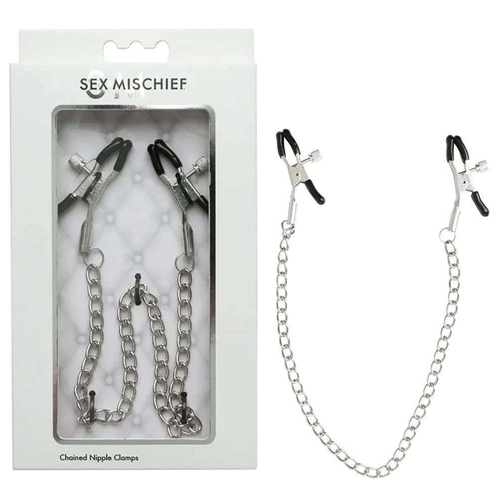 Sex and Mischief Chained Nipple Clamps – Adjustable Rubber-Tipped Nipple Clamps > Sex Toys > Nipple Clamps Main image