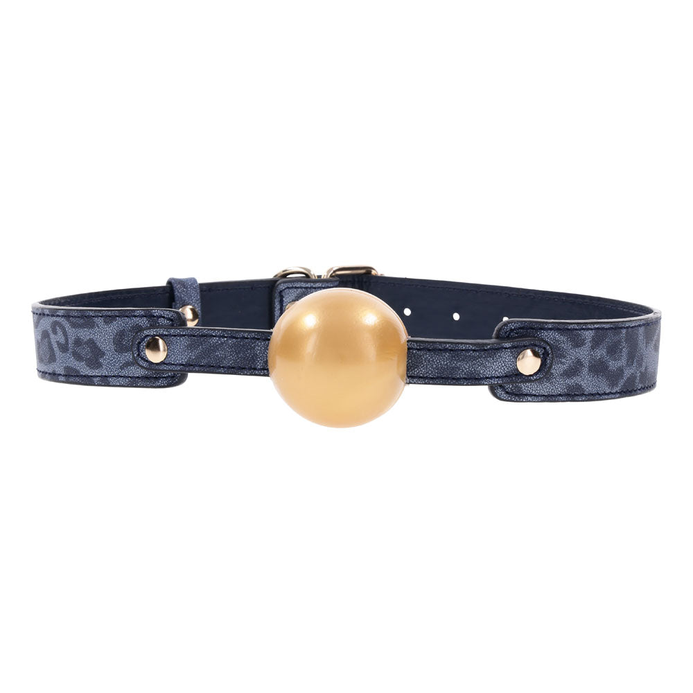 Sex and Mischief Cougar Ball Gag Navy and Gold Mouth Restraint Gags