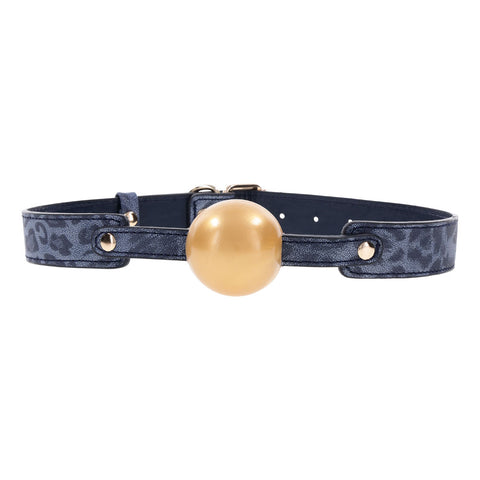 Sex and Mischief Cougar Ball Gag Navy and Gold Mouth Restraint Gags