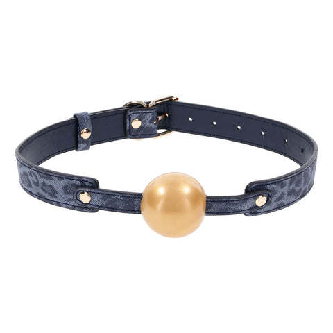Sex and Mischief Cougar Ball Gag Navy and Gold Mouth Restraint Gags