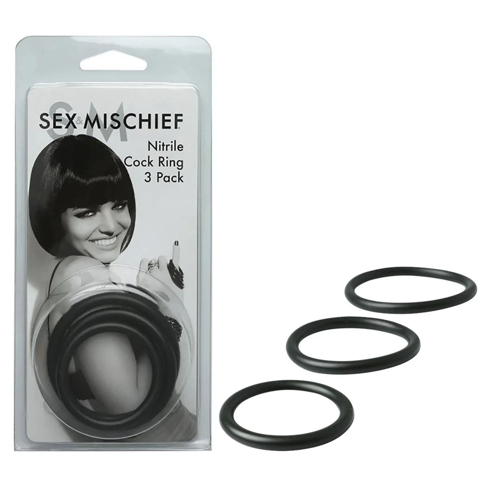 Sex & Mischief Nitrile Cock Ring 3 Pack – 1.5" - 2" > Cock Ring > Sets
