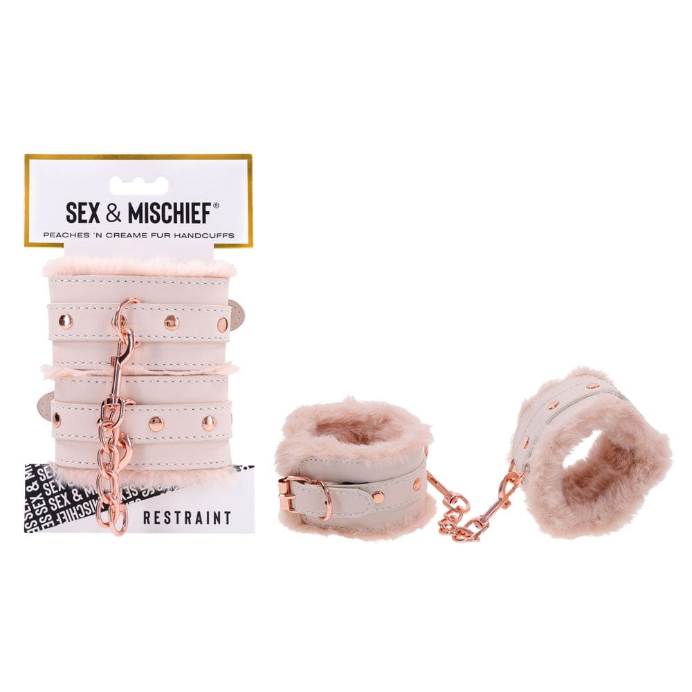 Sex and Mischief Peaches and Cream Fur Handcuffs Secondary image