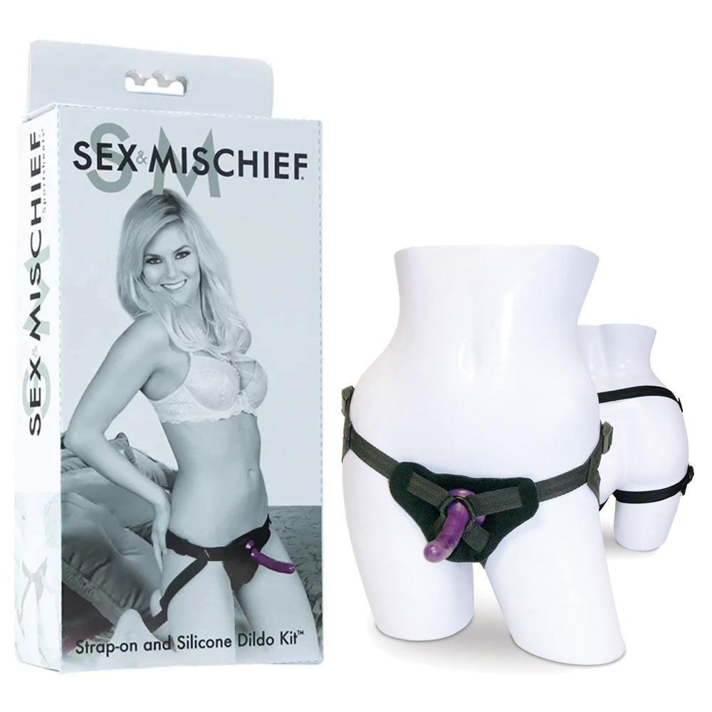 Sex and Mischief Strap-On Silicone Dildo Kit Black STRAP-ONS
