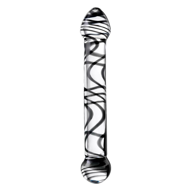 Sexus Glass Dildo Duo Black Swirl 20.5cm Intimate Pleasure Toy DONGS Glass
