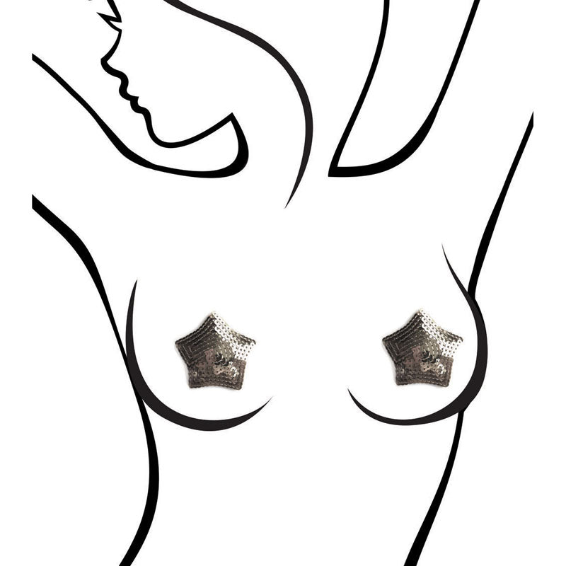 Sexy AF Silver Sequin Reusable Nipple Pasties - Nipple Couture Stars Pasties