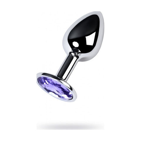 Silver Metal Anal Plug with Amethyst Crystal Small > Anal Range > Jewel Butt Plugs