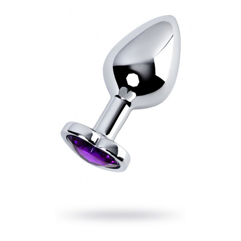 Silver Metal Anal Plug with Amethyst Heart Crystal Medium Secondary image
