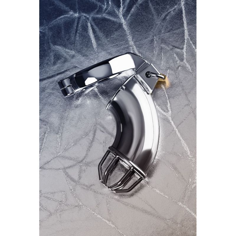 Silver Metal Cock Cage with Rings and Lock Cages