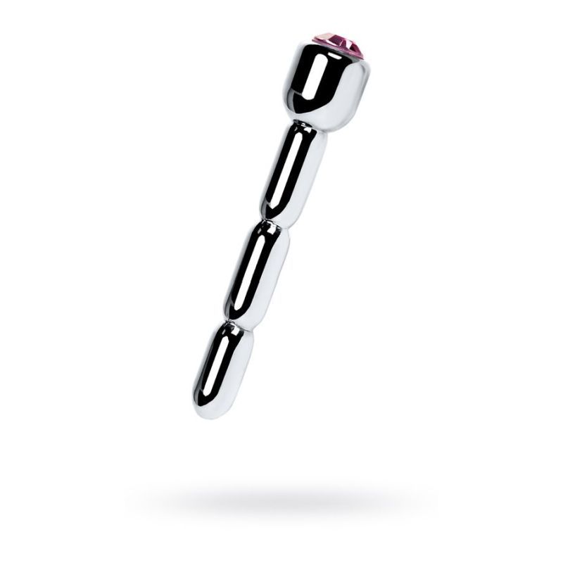 Silver Metal Urethral Plug with Ruby Rhinestone > Sex Toys For Men > Sounding Rods