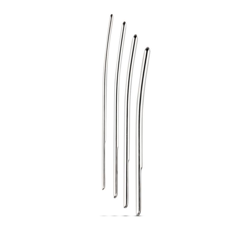 Single Ended Dilator Trainer Set 4 Piece Sounding Rods with Case Silver Sounding Rods