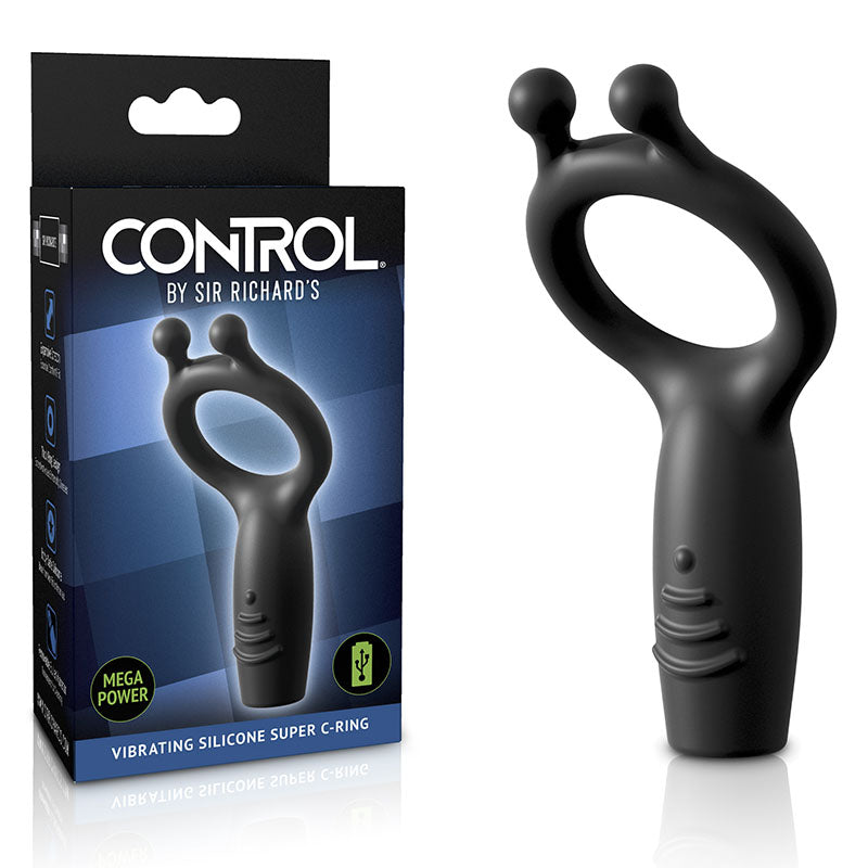Sir Richards Vibrating Silicone Super C-Ring 4.8 Inch Grey Rechargeable Gray Cock Rings Vibrating