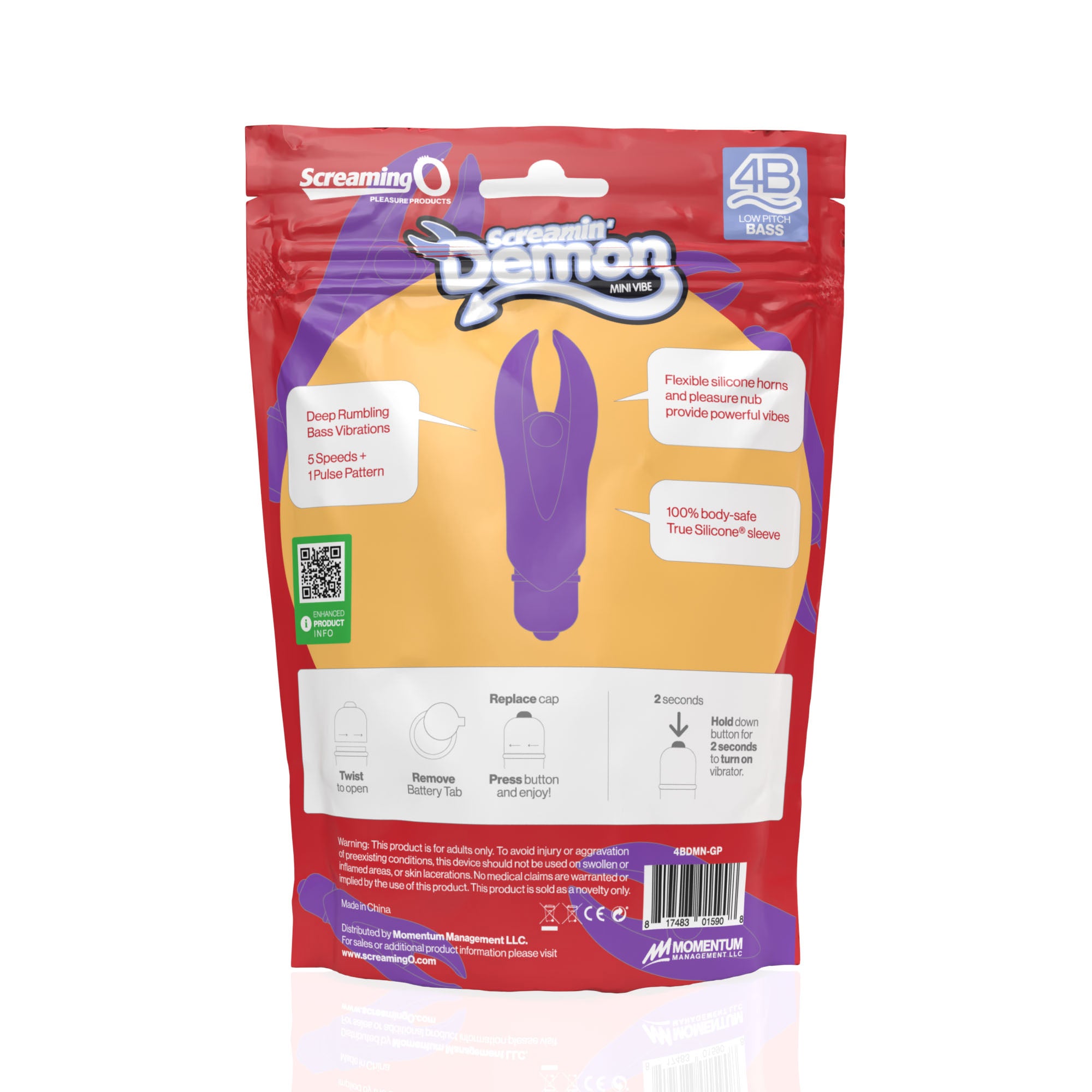 Demon 4B Low Pitch Bass – Deep-Rumbling 5-Speed Vibrator with Silicone Horns > Vibrators > Mini Vibrators
