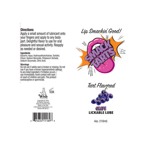 Smack Tarts Sour Grape Flavored Lubricant (120 ml) – Flavored Personal Lubricant Flavoured Lube