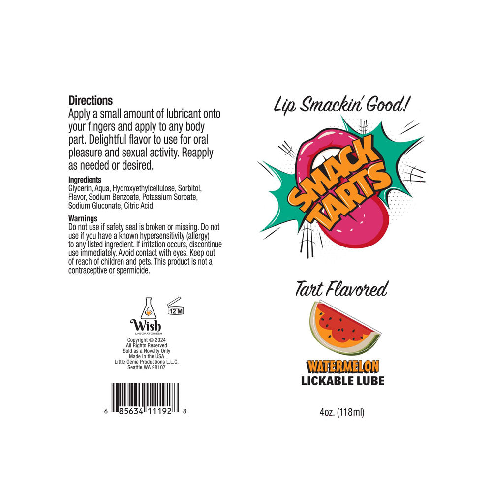 Smack Tarts Sour Watermelon Flavored Lubricant 120ml Tube Secondary image