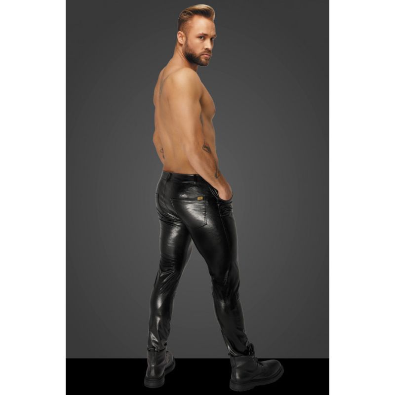 Snake Embossed Wetlook Long Pants with Back Pockets – High Shine Mens Pants > Clothes > Mens Latex