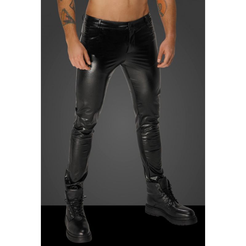 Snake Embossed Wetlook Long Pants with Back Pockets – High Shine Mens Pants > Clothes > Mens Latex Main image