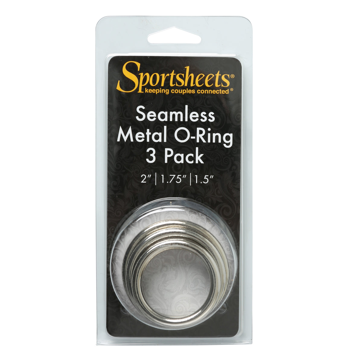 Sportsheets Seamless Metal O-Rings Set – Nickel-Free Metal 1.5 Inch, 1.75 Inch, 2 Inch Rings Accessory Silver > Dildos > Strap On Harnesses