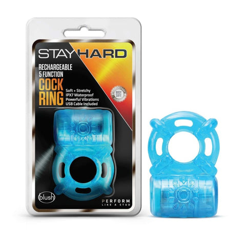 Stay Hard Rechargeable 5 Function Cock Ring - USB Vibrating Ring Cock Rings Vibrating