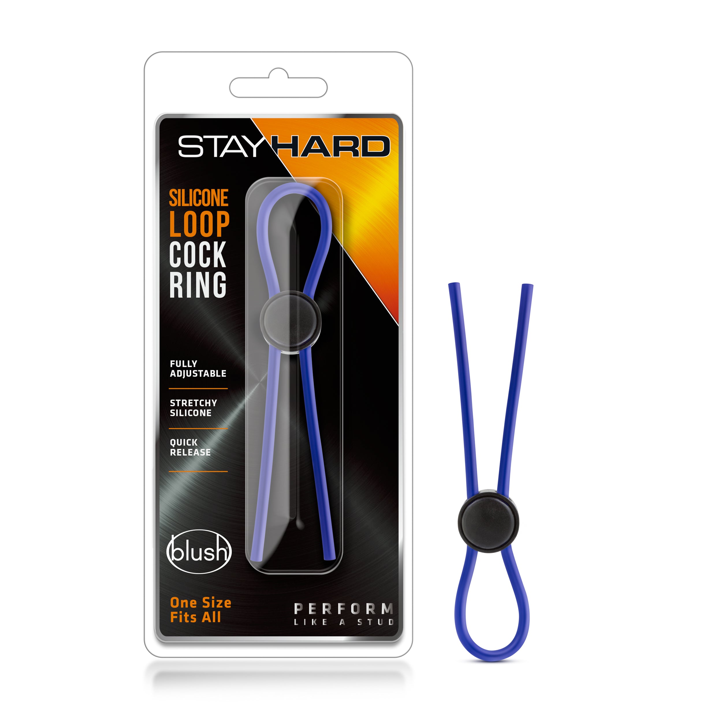 Stay Hard Silicone Loop Cock Ring in Blue COCK RINGS