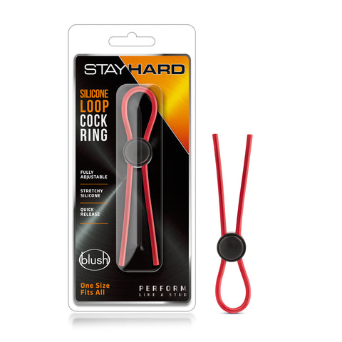 Stay Hard Silicone Loop Cock Ring in Red COCK RINGS
