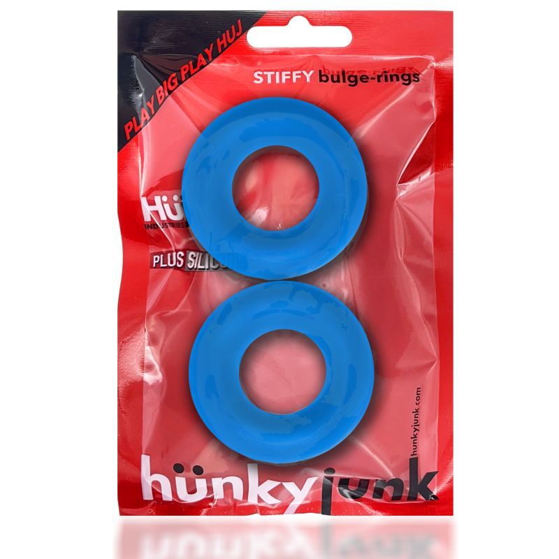 Stiffy 2 Piece Bulge Cockrings by HunkyJunk in Teal Ice COCK RING Set