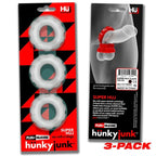 Super Hunkyjunk 3 Piece Rubber Blend Cockrings Set – Stretchy Fit Cockring Trio Clear > Cock Ring > Sets