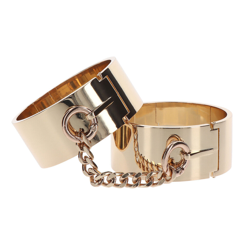 Slave Wrist Cuffs (Gold) > Bondage Gear > Handcuffs Main image