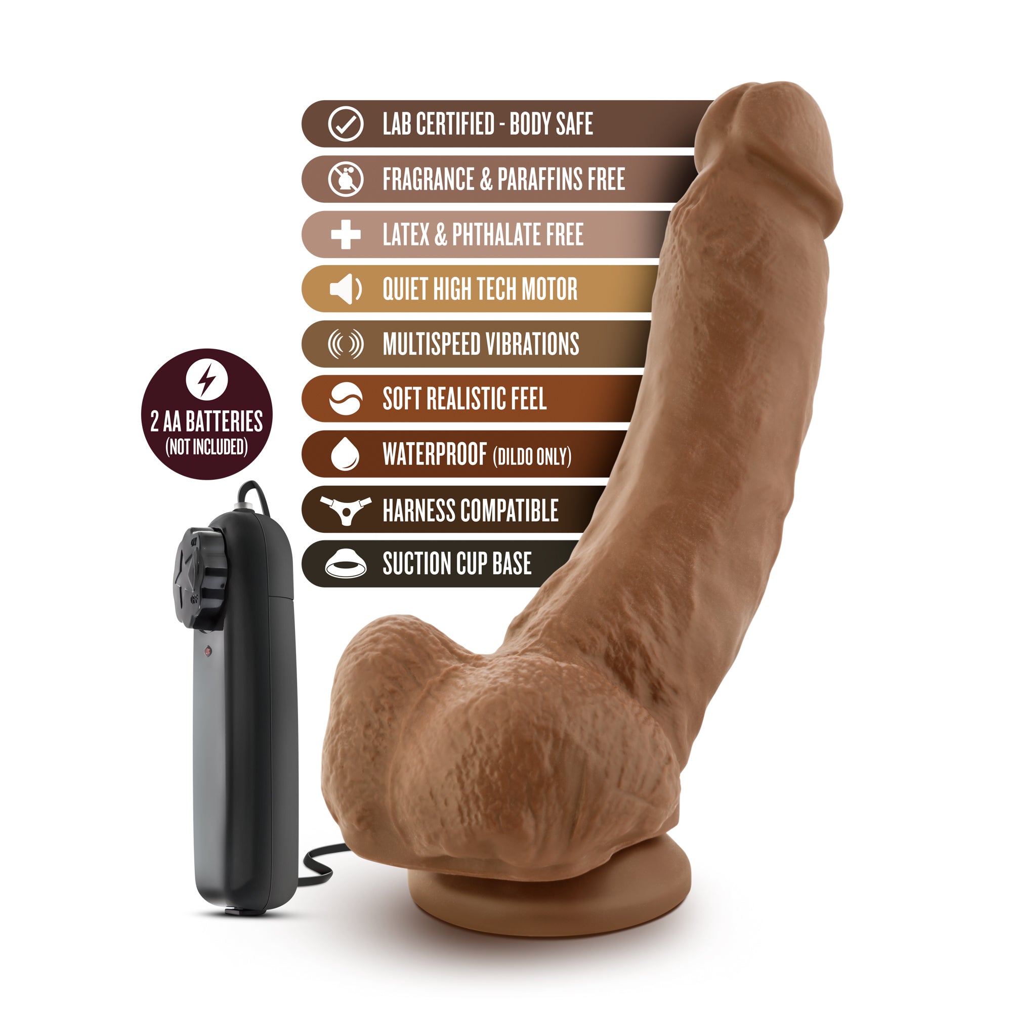 Loverboy - The Boxer - Mocha Brown 22.9 cm (9'') Vibrating Dong DONGS Vibrating