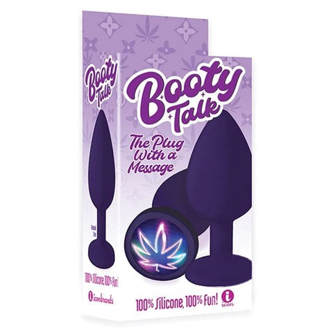 The 9's Booty Talk - Neon Leaf Silicone Butt Plug 2.63 Inch Purple Butt Plugs