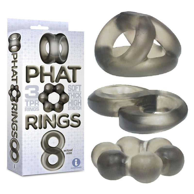 The 9s Phat Rings Smoke Cock Rings Set of 3 > Cock Ring > Sets