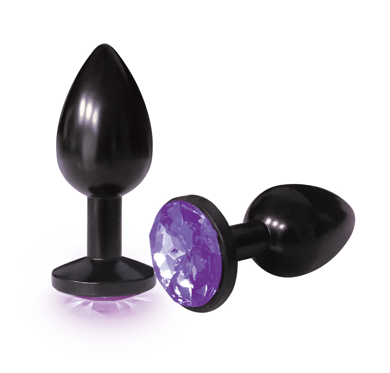 The Silver Starter Anodised 7.1 cm Butt Plug with Violet Jewel > Anal Range > Jewel Butt Plugs