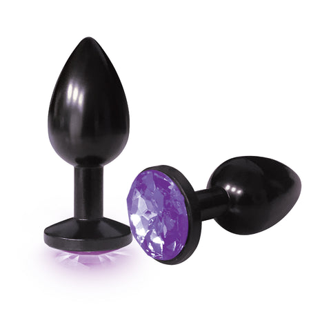 The Silver Starter Anodised 7.1 cm Butt Plug with Violet Jewel > Anal Range > Jewel Butt Plugs